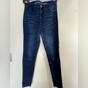 American Eagle Super High Rise Jegging Size 2 Denim Jeans Super Stretch Dark Blu